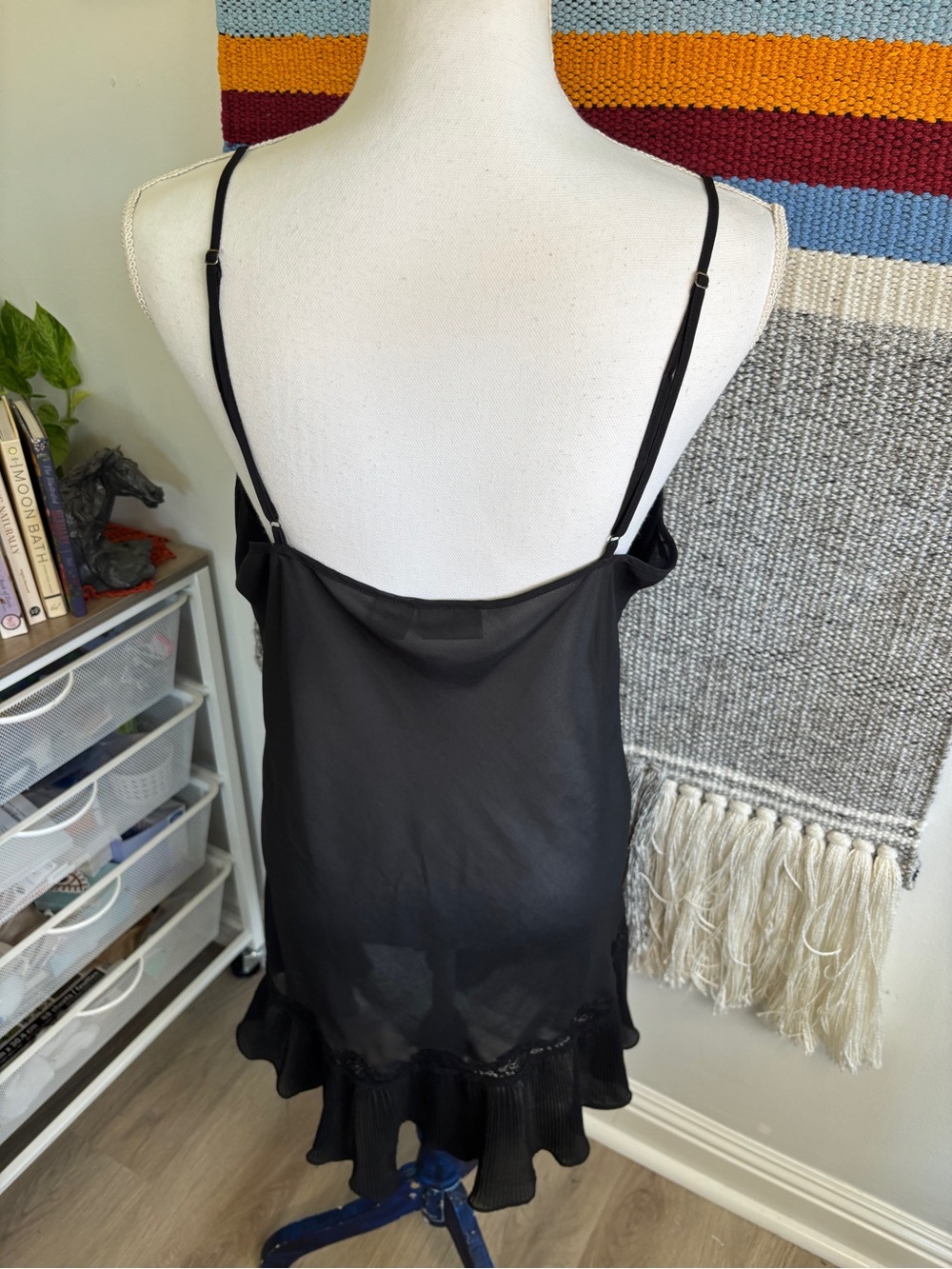 Vintage Black Lace Trim Chemise Slip - Picture 5 of 7